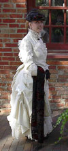 Susan in Victorian polonaise ensemble in Montana